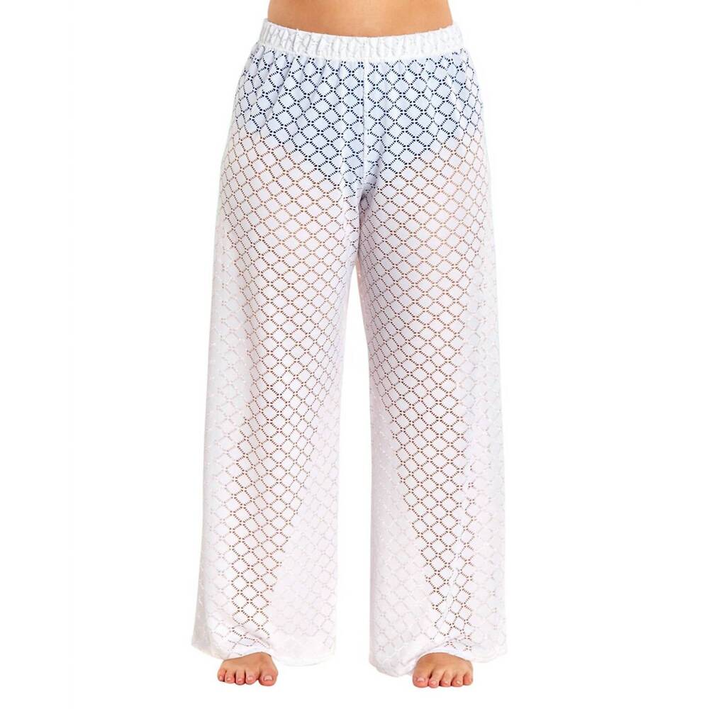 NEW ALWAYS FOR ME plus size lattice beach cover up pants in white